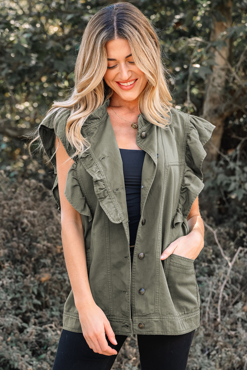 Abigail Bay Ruffled Patchwork Jacket
