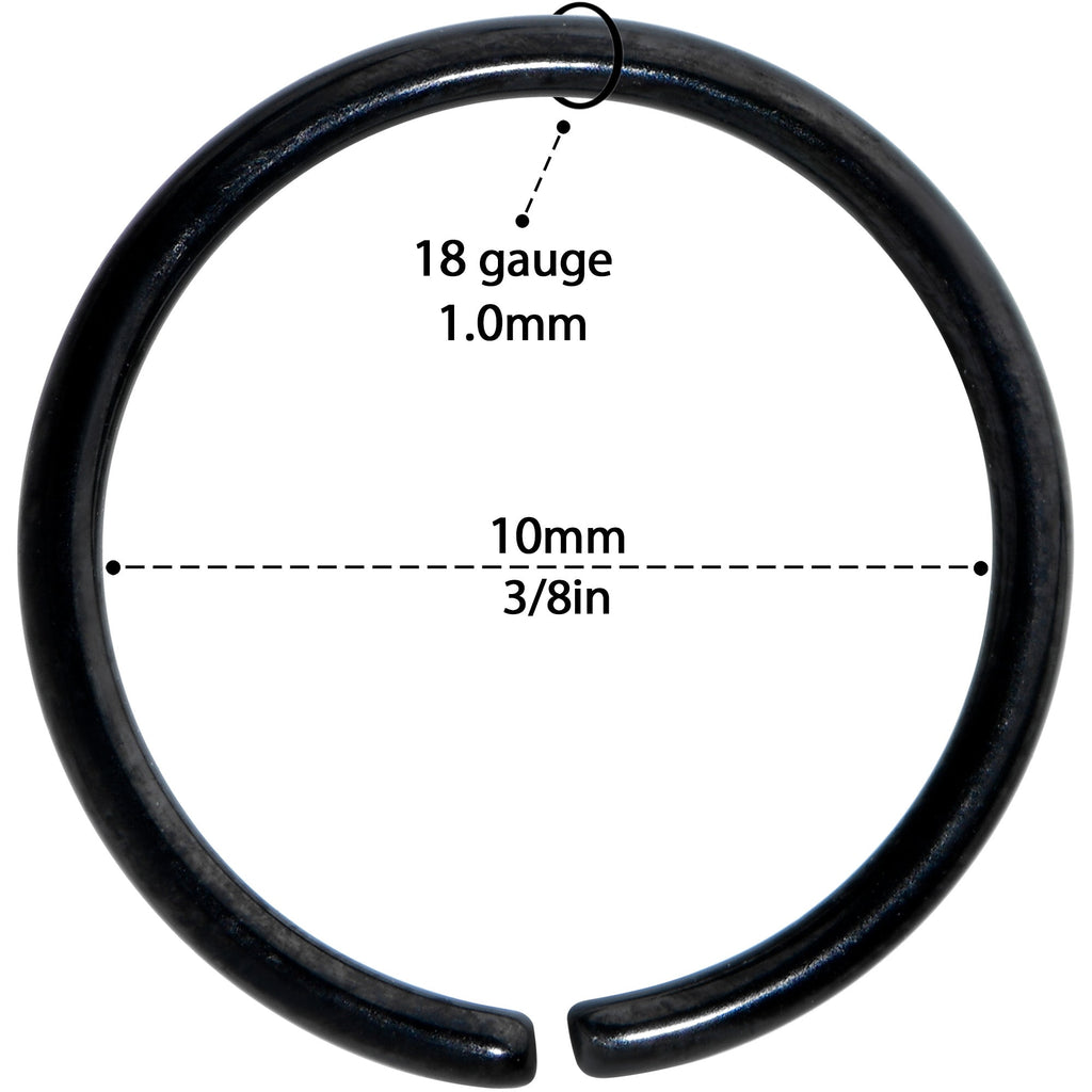 18G 3/8 Black PVD Grade 23 Titanium Bendable Hoop Ring