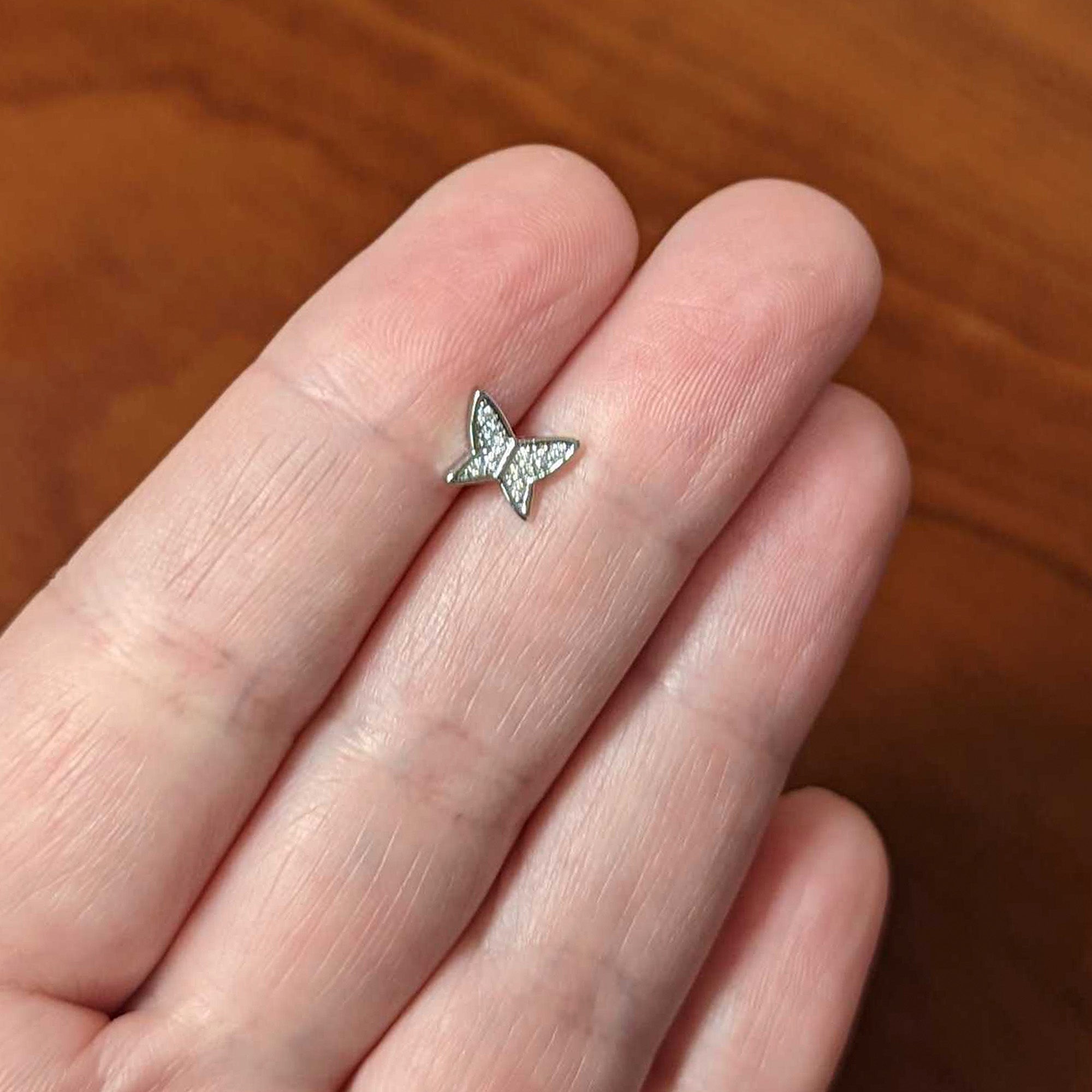 16G 1/4 Clear CZ Gem Butterfly Internally Threaded Labret Tragus