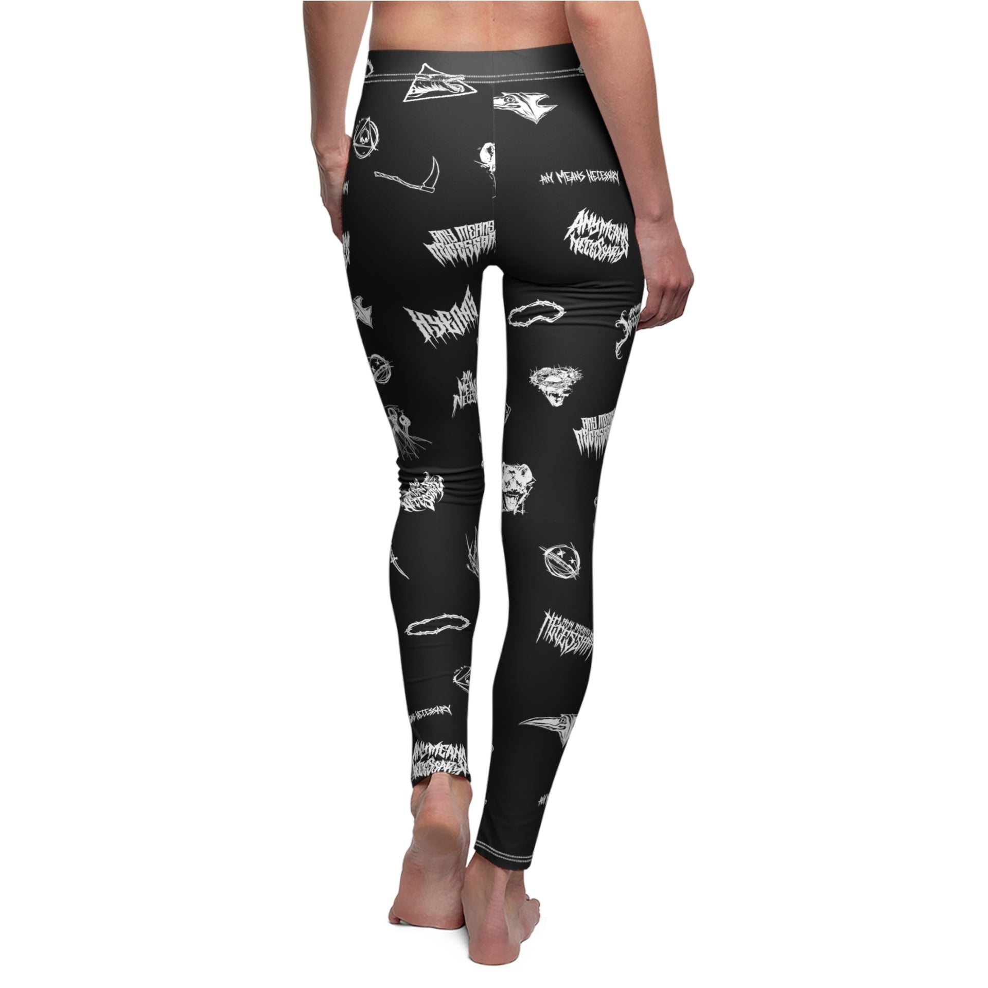 Wingbats Graphic Print Leggings Black Skinny Fit Pants - Image 7