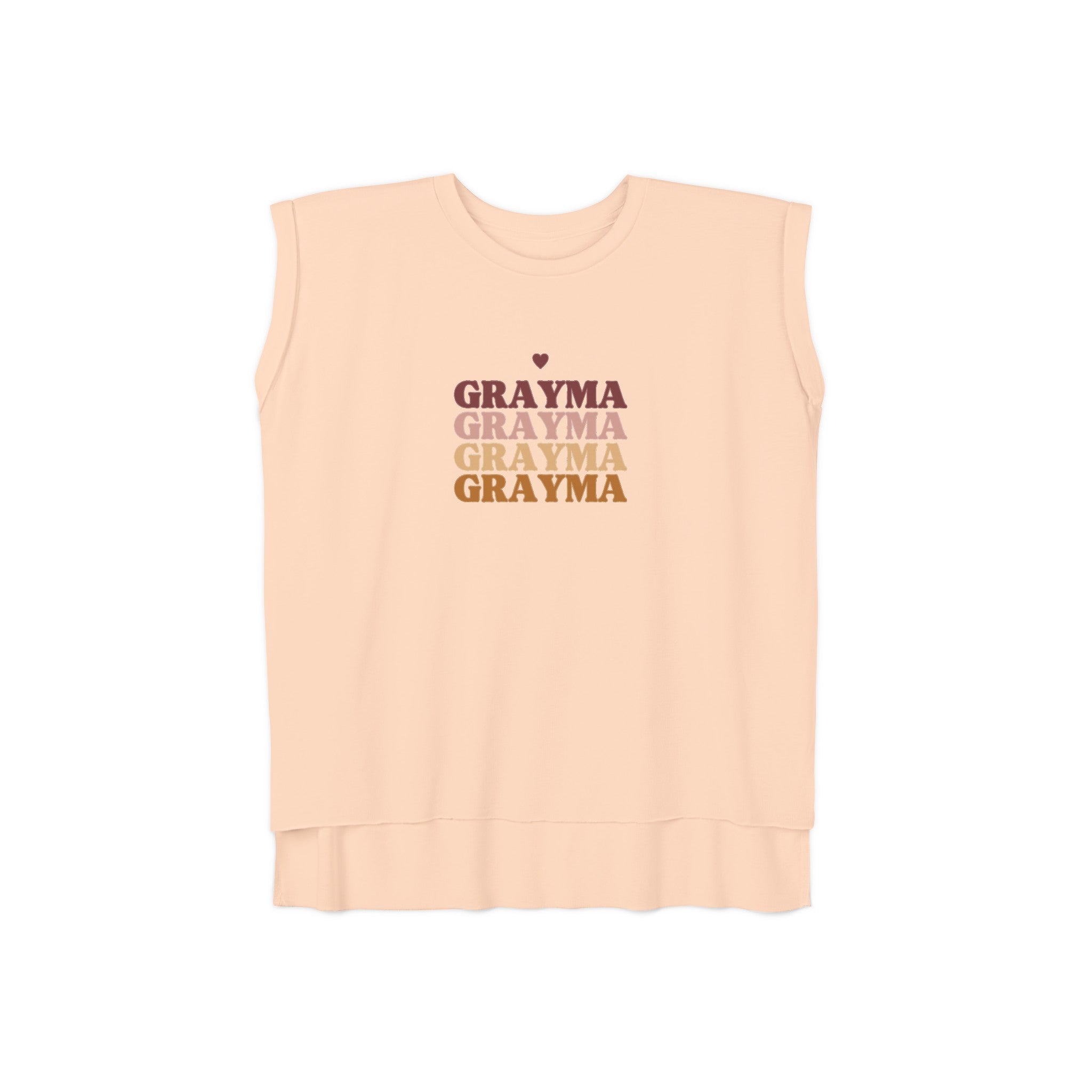 Women’s Flowy Muscle Tee with Rolled Cuffs and Hi-Low Hem