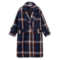 Women's Blue Plaid Woolen Mid-Length Overcoat - Harajuku Style - Image 5
