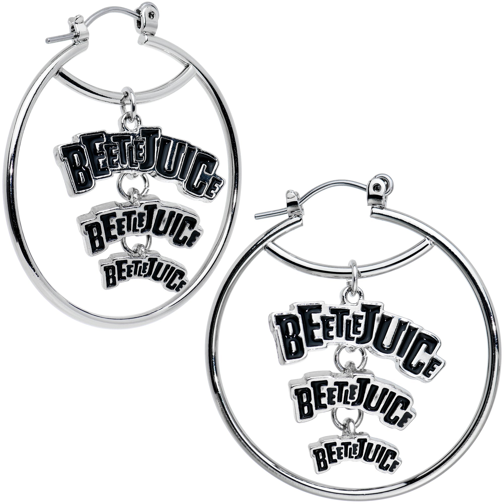 20G Officially Licensed Beetlejuice Say His Name Hoop Earrings