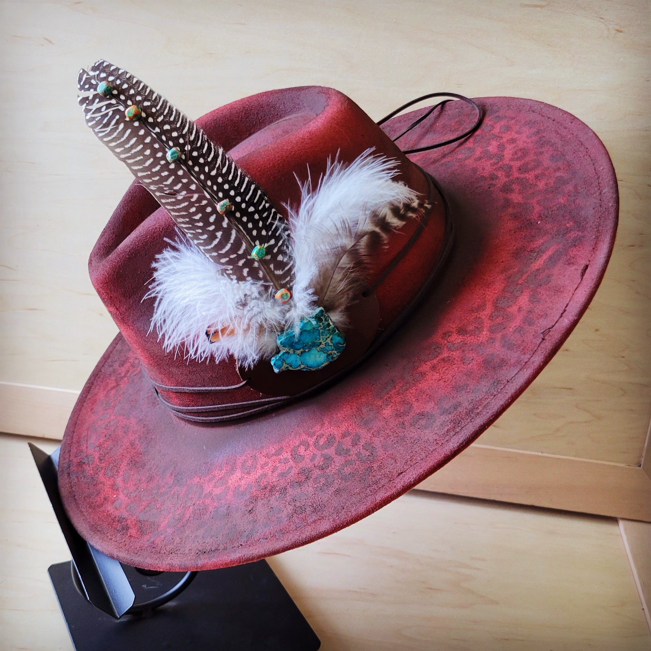Sunrise Regalite Stone Feather & Leather Hat Band Only 954y