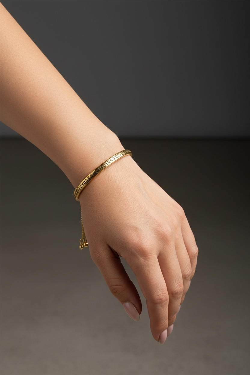 Armenian Alphabet Bracelet – 14K Gold Engraved Bangle