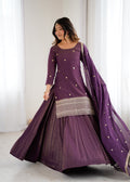 Purple Roman Shimmer Chanderi Silk kurta lehenga set with intricate embroidery and Jari work
