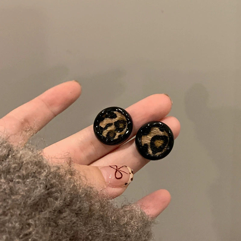 Vintage Leopard Print Woven Hoop Earrings For Women, Dainty Zebra Stripe Large Circle Earrings, Y2K Retro Boho Statement Jewelry Gift