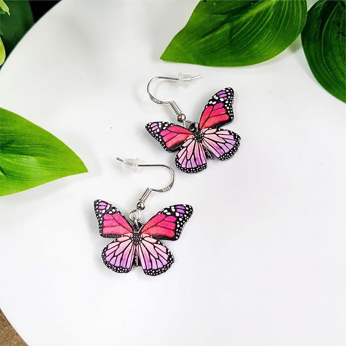 Acrylic Cartoon Butterfly Pendant Earrings