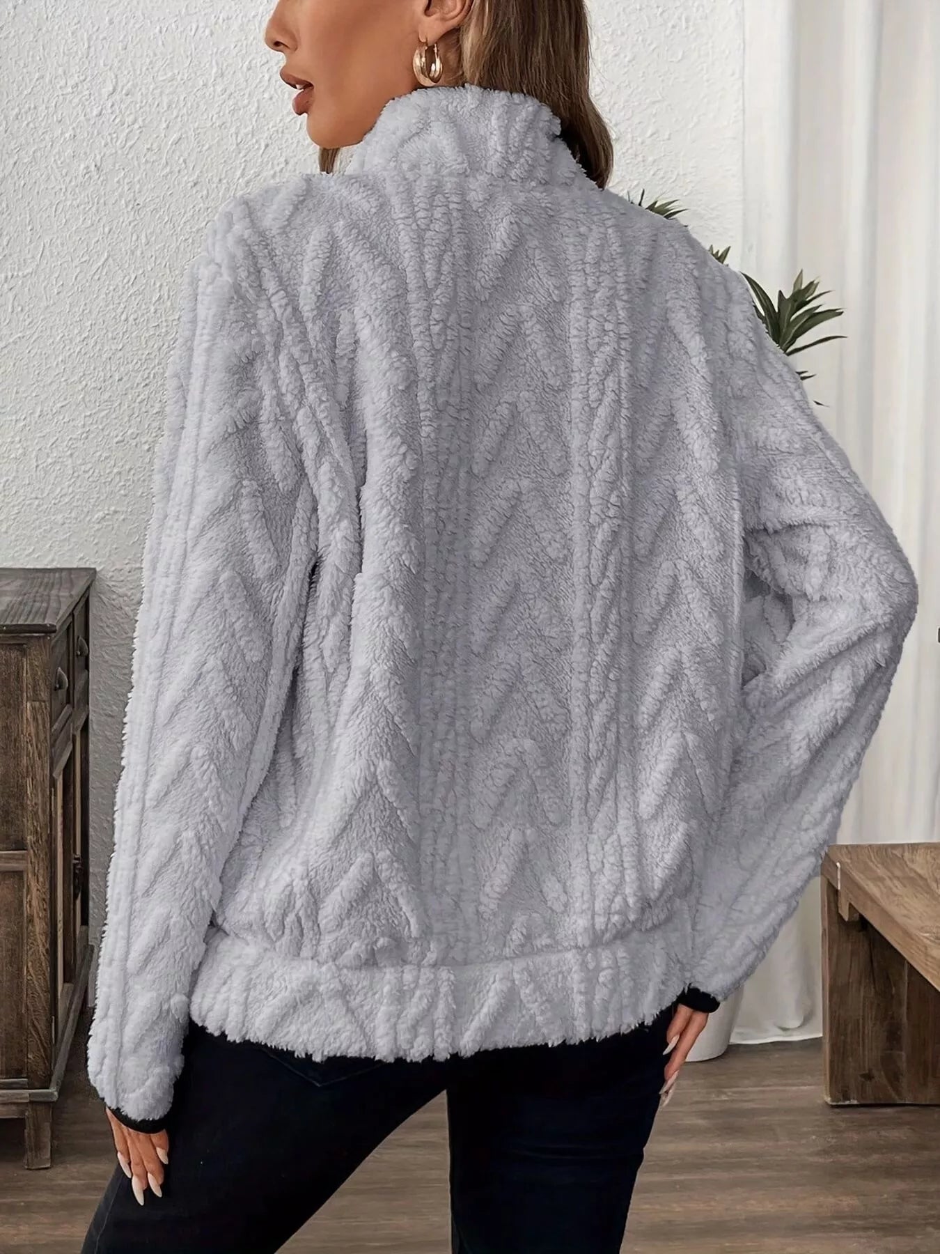 Full Size Fleece Half Zip Sweatshirt Plus Size