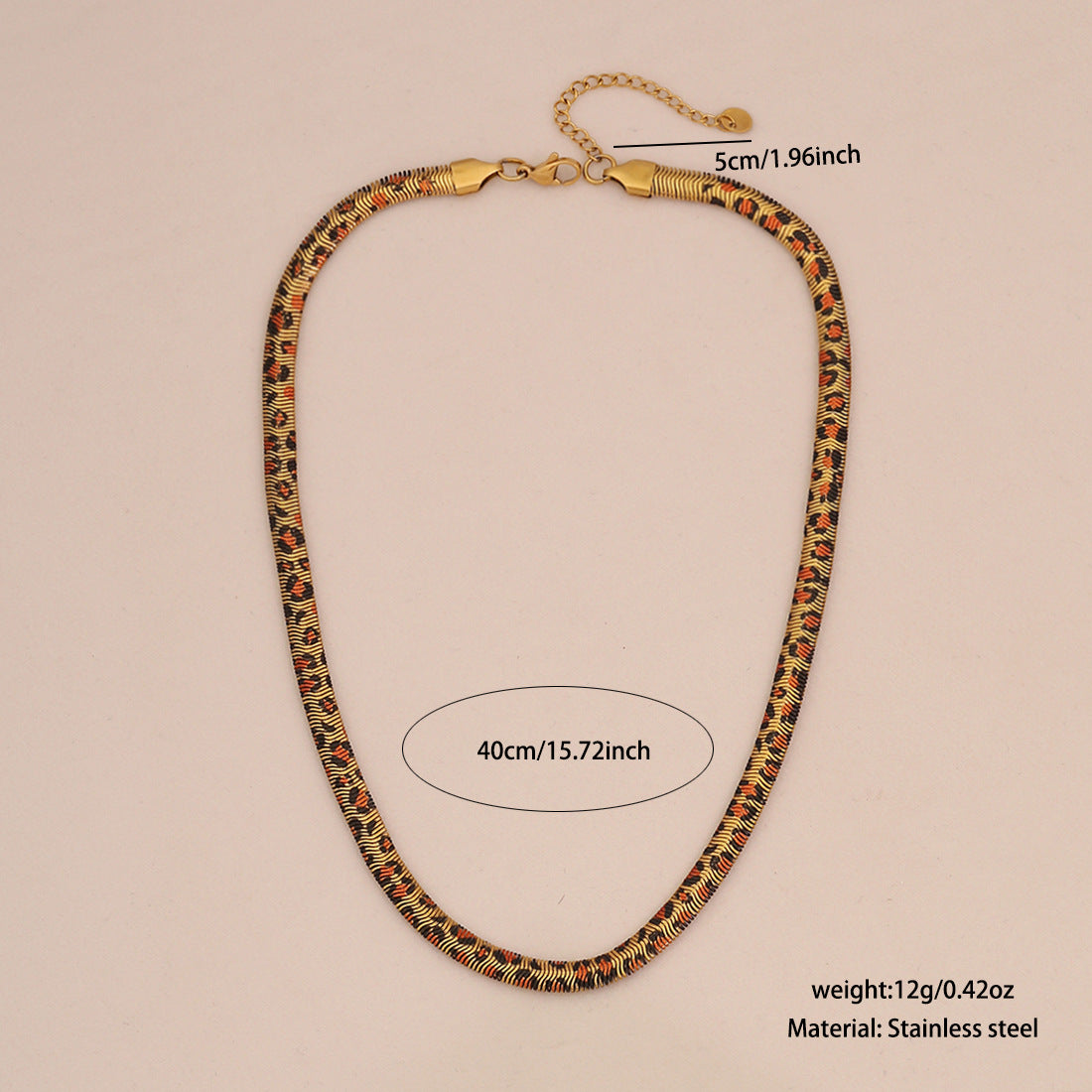 Stainless Steel Leopard-print Snake Chain Necklace