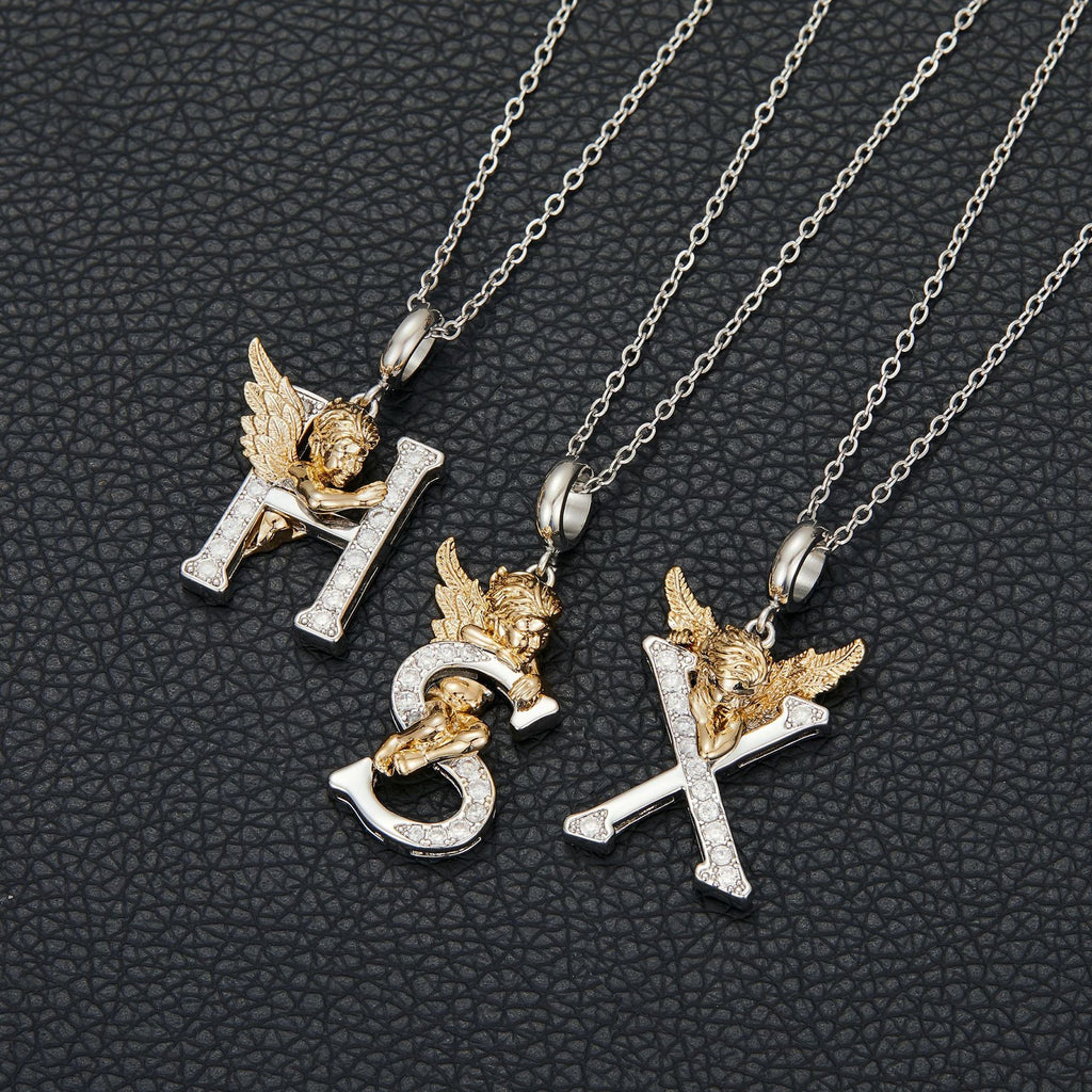 New Copper-plated White-gold Letter Pendant Mens And Womens Stainless Steel O-shaped Necklace