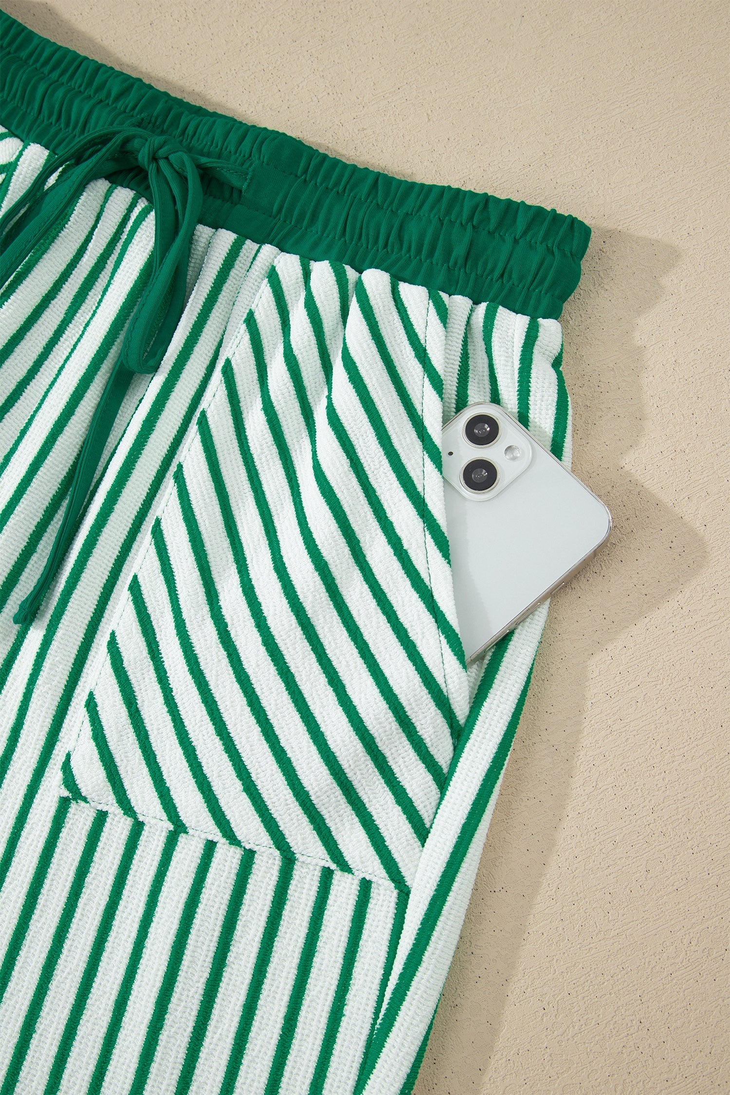 Tilly Stripe Tee & Pants Set - Green & White Casual Loungewear