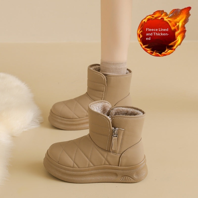 Women’s Warm Fleece-Lined Snow Boots – Casual Winter Anti-Slip Ankle Boots