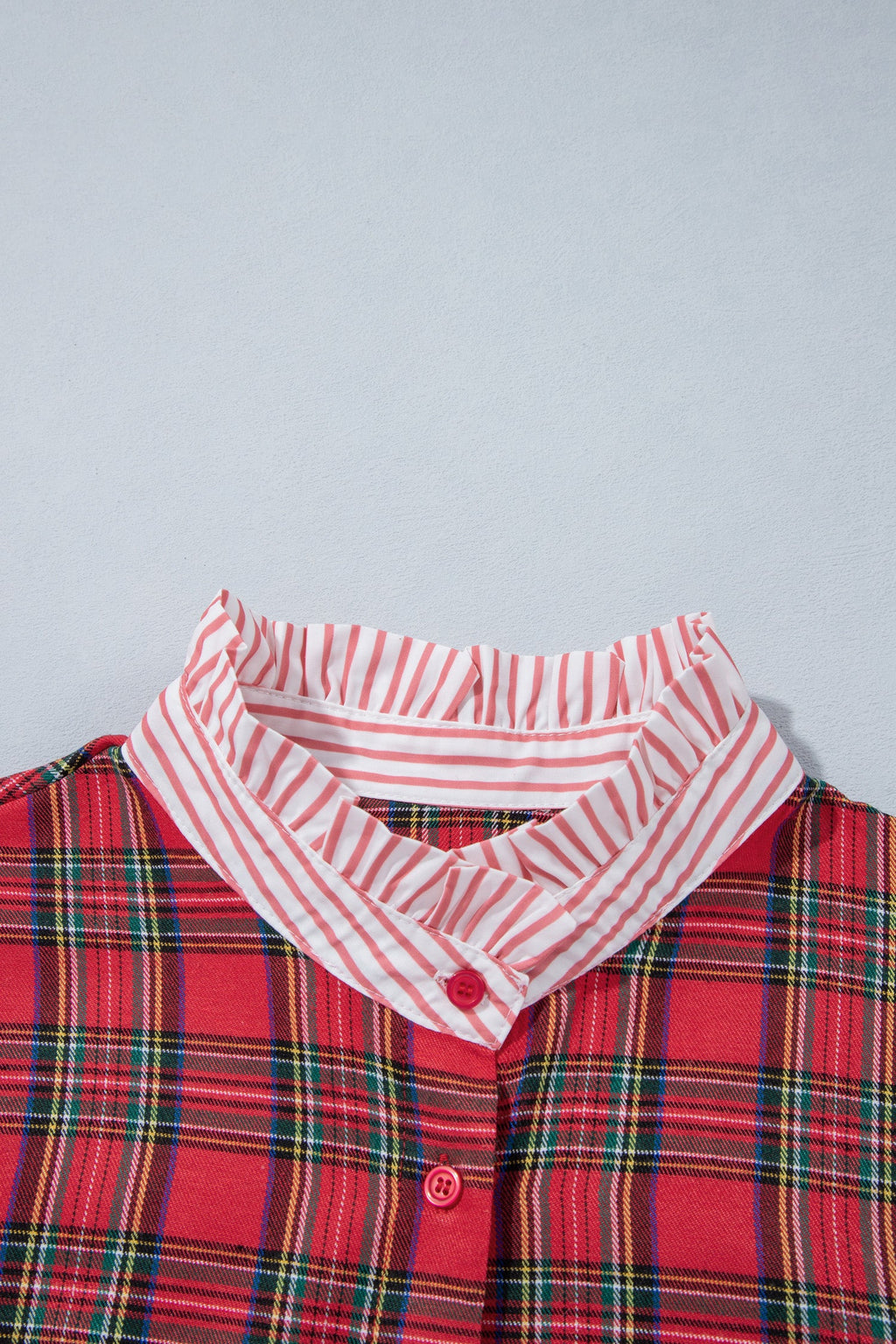 Plus Size Plaid Long Sleeve Buttoned Mini Dress