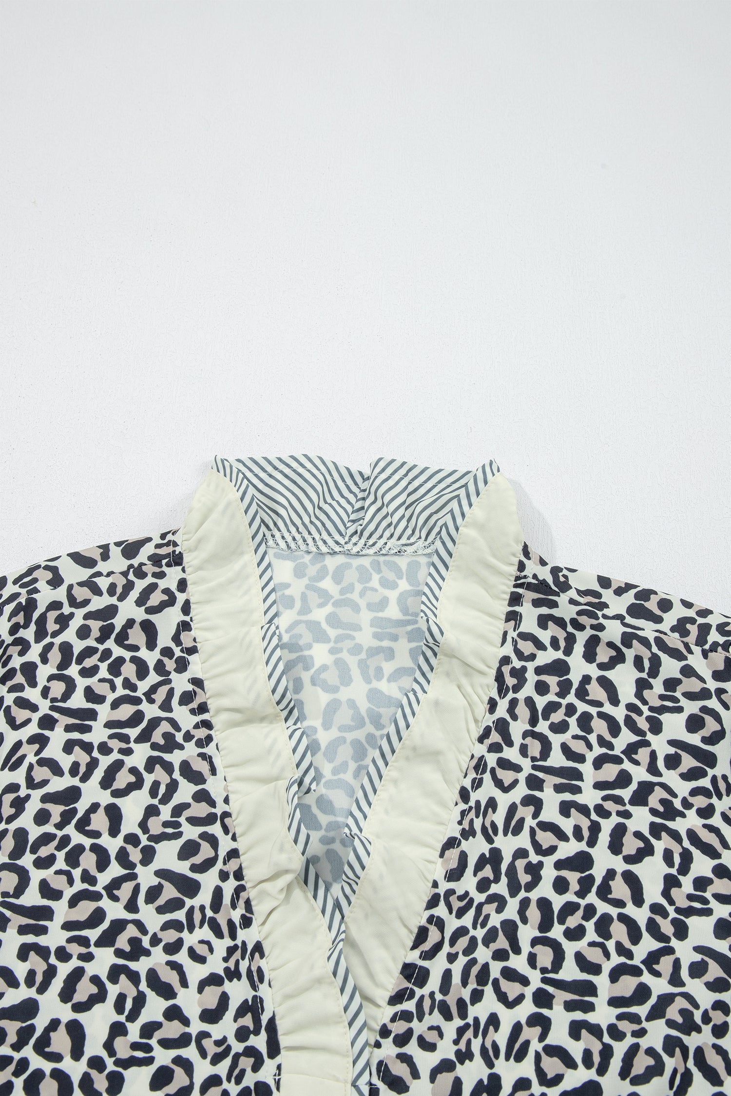 Paige Leopard Print V-Neck Blouse with Ruffled Frill Sleeves