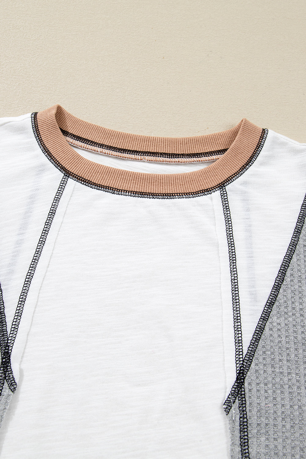 Colorblock Textured Knit Patchwork Top
