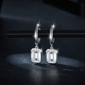 S925 Sterling Silver 6x8mm Emerald Cut Moissanite Huggie Hoop Earrings