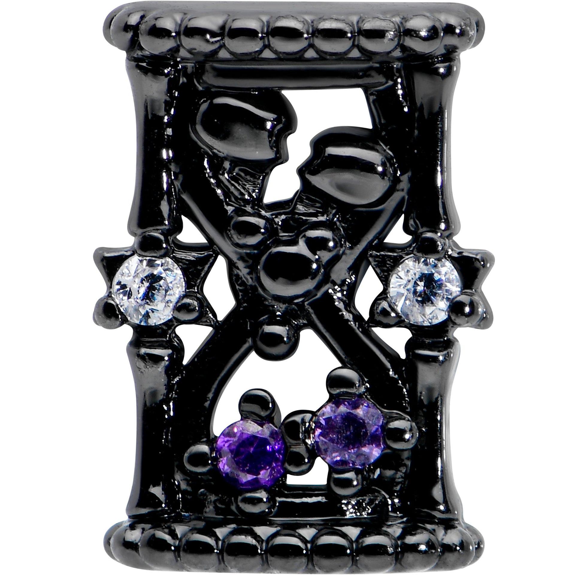16G 1/4 Purple Gem Black Gothic Hourglass Cartilage Tragus Earring