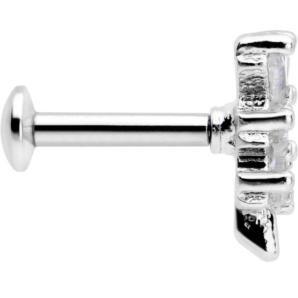 16G 1/4 Clear CZ Gem Leafy Branch Threadless Labret Tragus