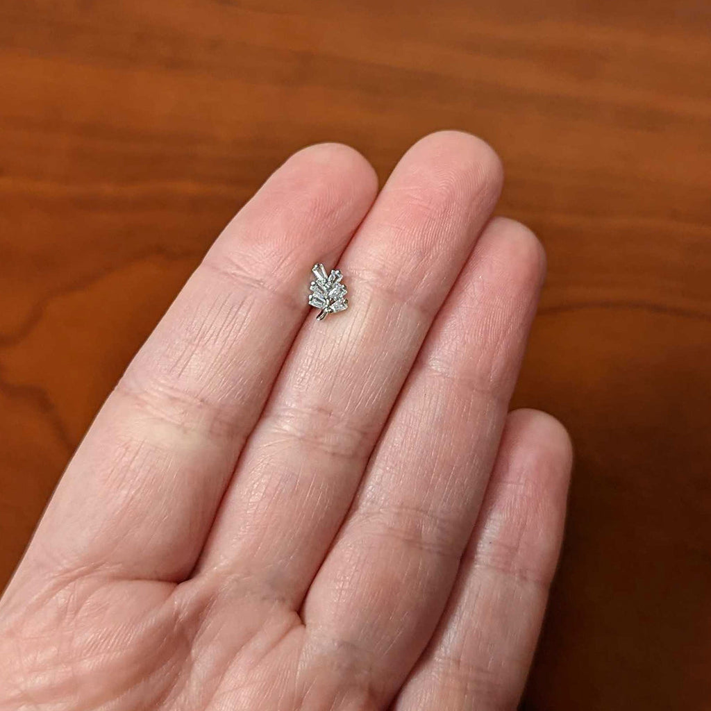 16G 1/4 Clear CZ Gem Leafy Branch Threadless Labret Tragus