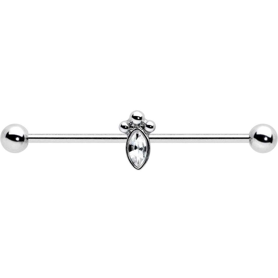 14G Gem Deco Oval Industrial Barbell 38mm