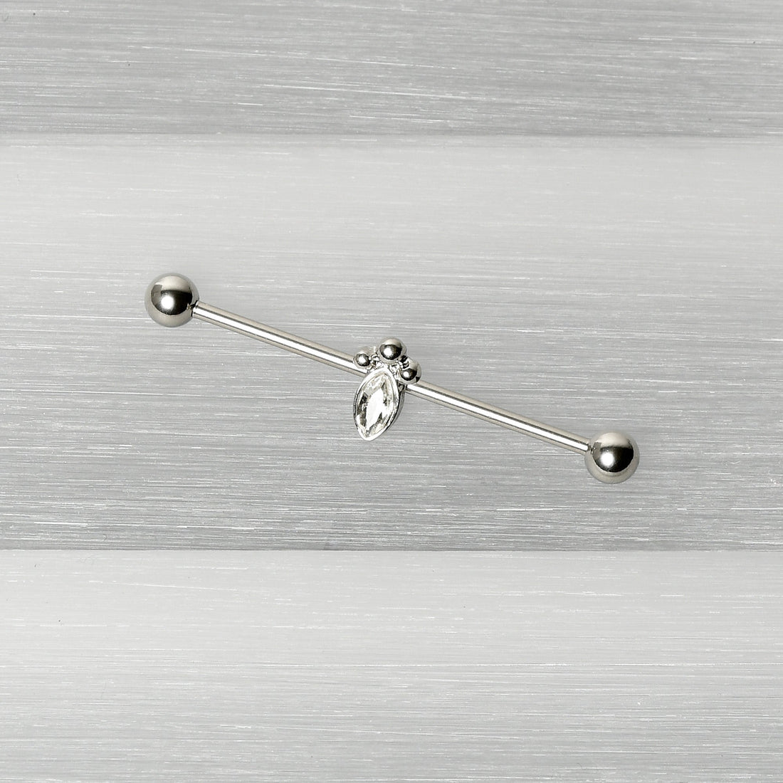 14G Gem Deco Oval Industrial Barbell 38mm