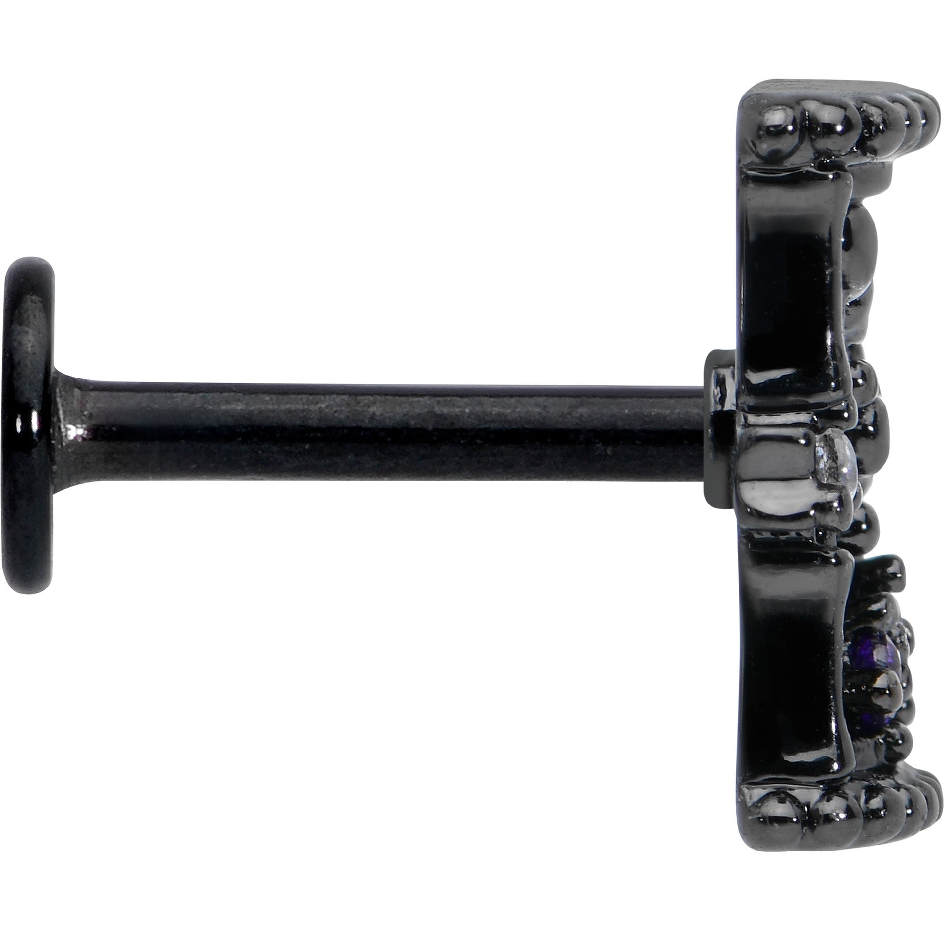 16G 5/16 Purple Gem Black Gothic Hourglass Labret Monroe Tragus