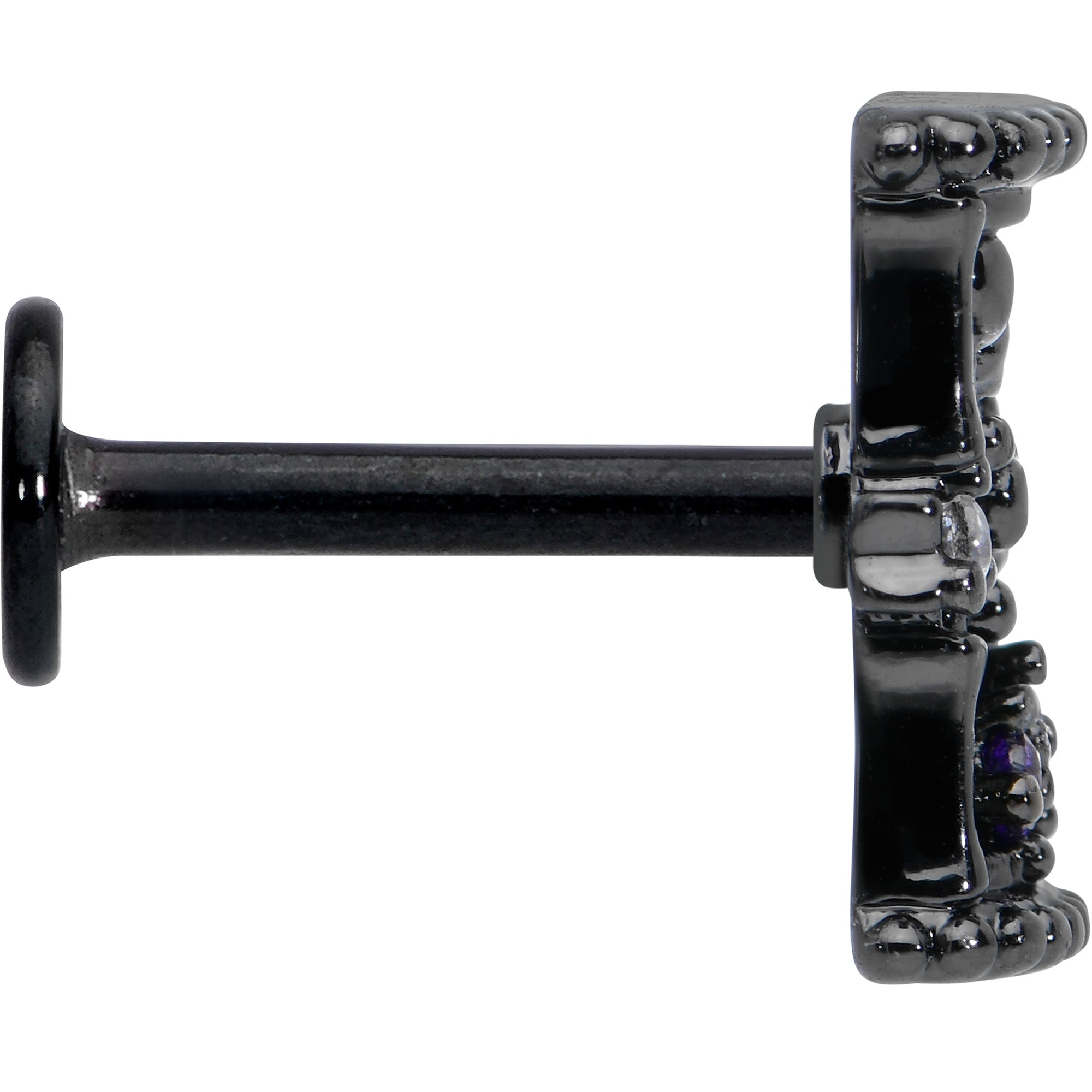 16G 5/16 Purple Gem Black Gothic Hourglass Labret Monroe Tragus