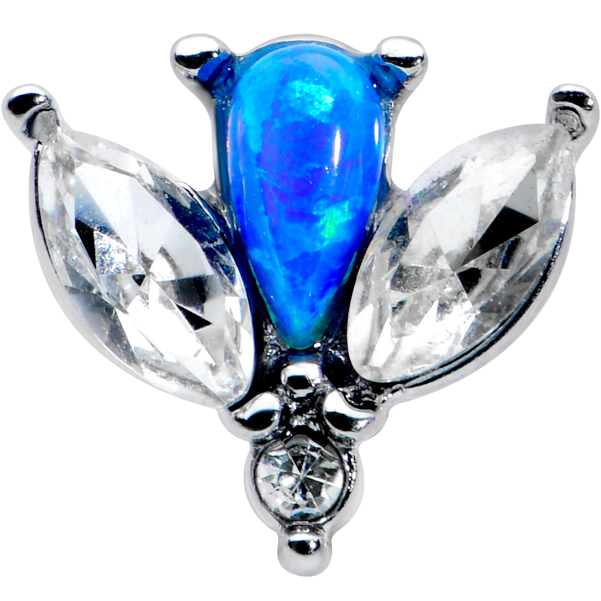 16G 1/4 Blue Synthetic Opal Style Flower Cartilage Tragus Earring