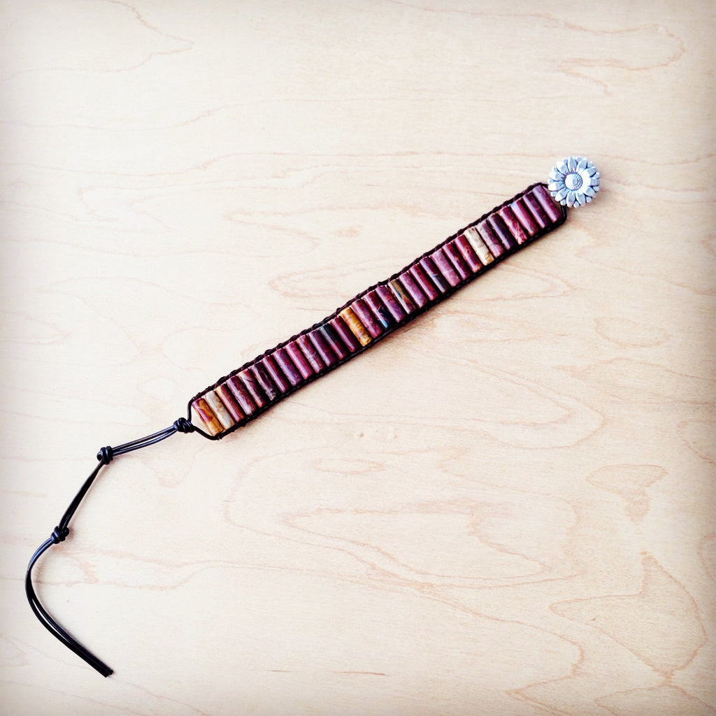 Woven Picasso Jasper Beaded Bracelet - Adjustable