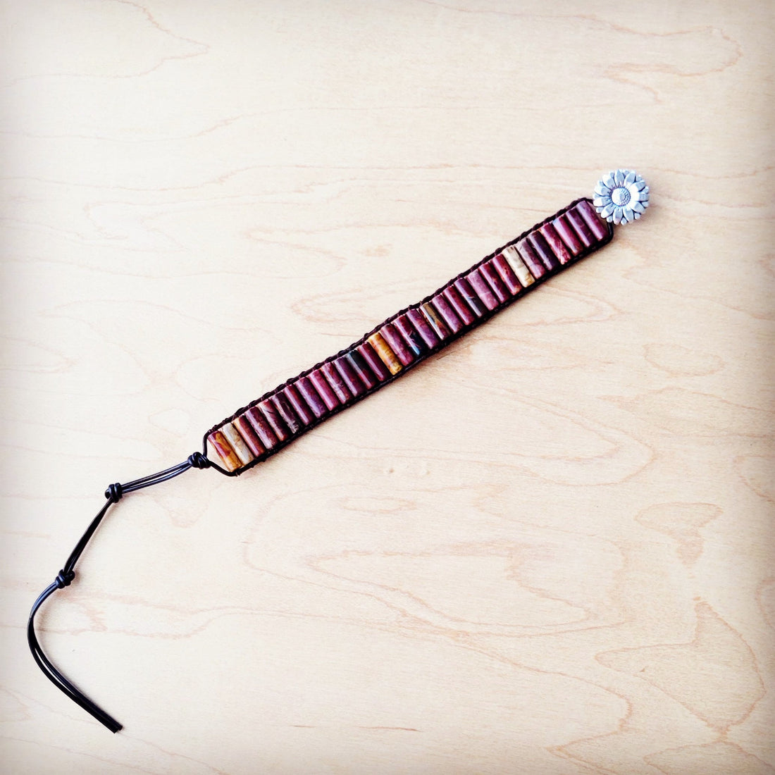 Woven Picasso Jasper Beaded Bracelet - Adjustable