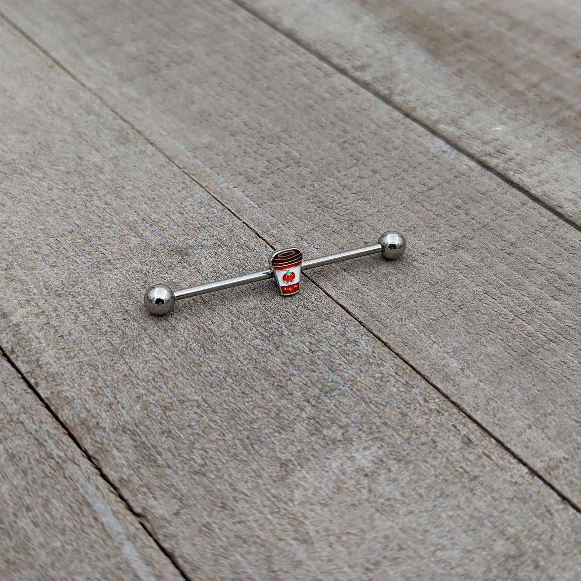 14G Sweet Pumpkin Latte Thanksgiving Industrial Barbell 38mm