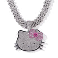 3D Animal Cat Pendant Zinc Alloy Full Diamond Enamel Hip-Hop Style Cuban Chain Necklace Lion Necklace