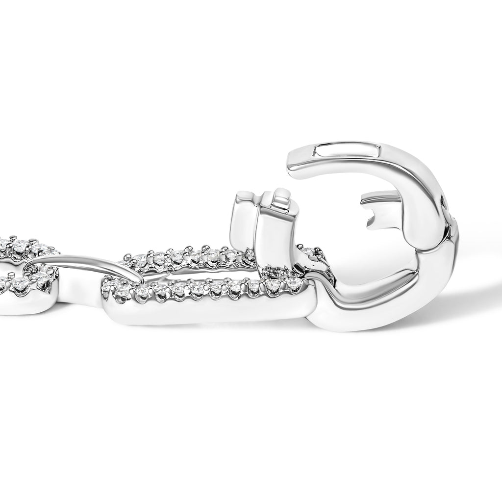 14K White Gold 1.00 Cttw Paperclip Link Bracelet