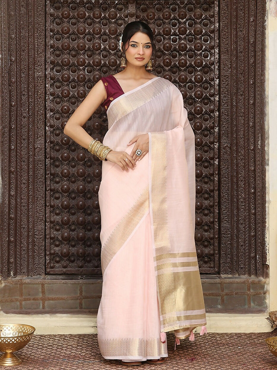 Shree Shyam Fashion Light Pink Cotton Saree