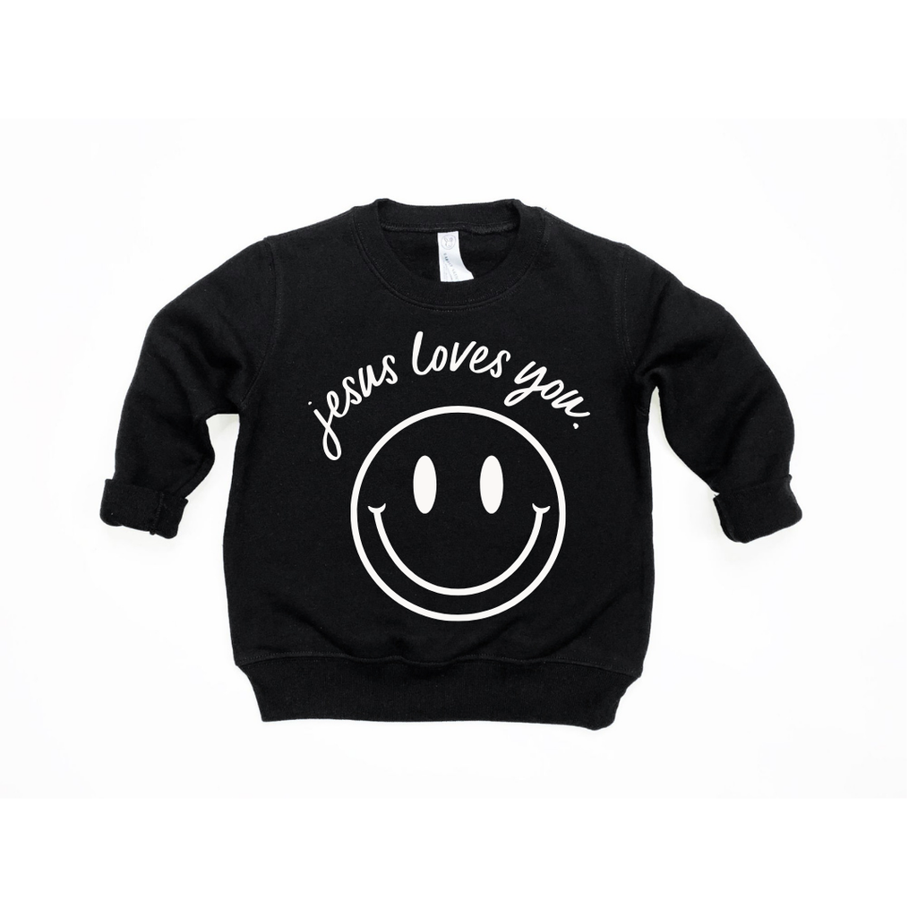 Jesus Loves You Smiley Toddler Pullover Soft Knit Long Sleeve
