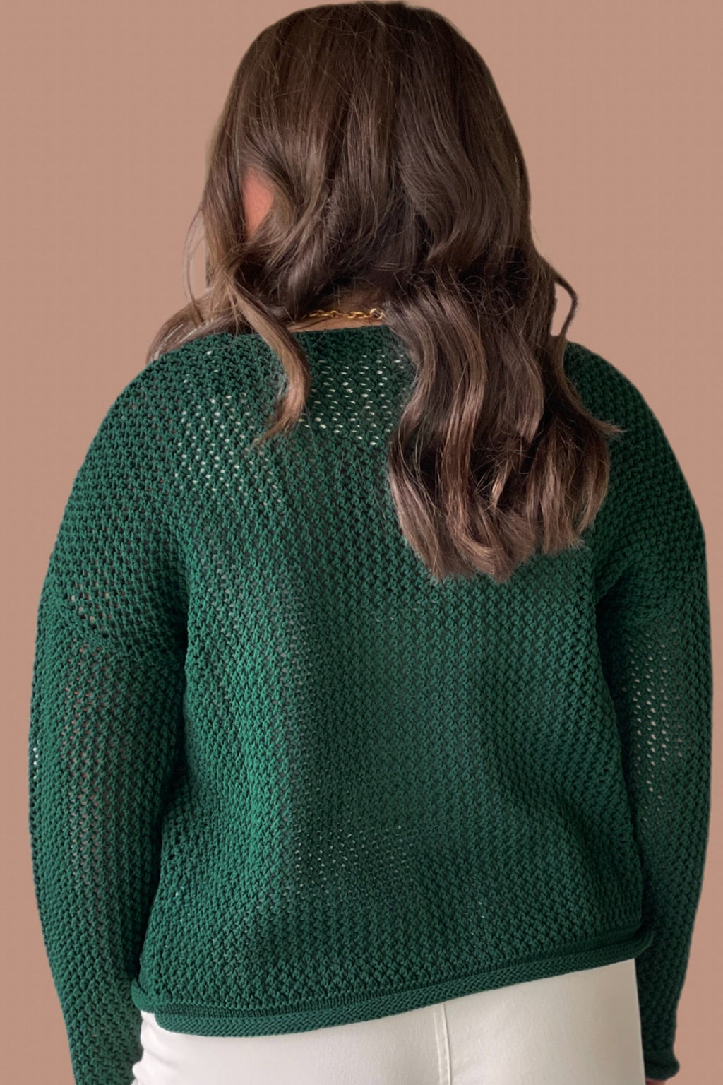 Blackish Green Plus Size Golden Accent Buttons Short Sweater Cardigan