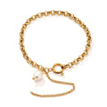 18K gold thick chain with pearl design high-end bracelet