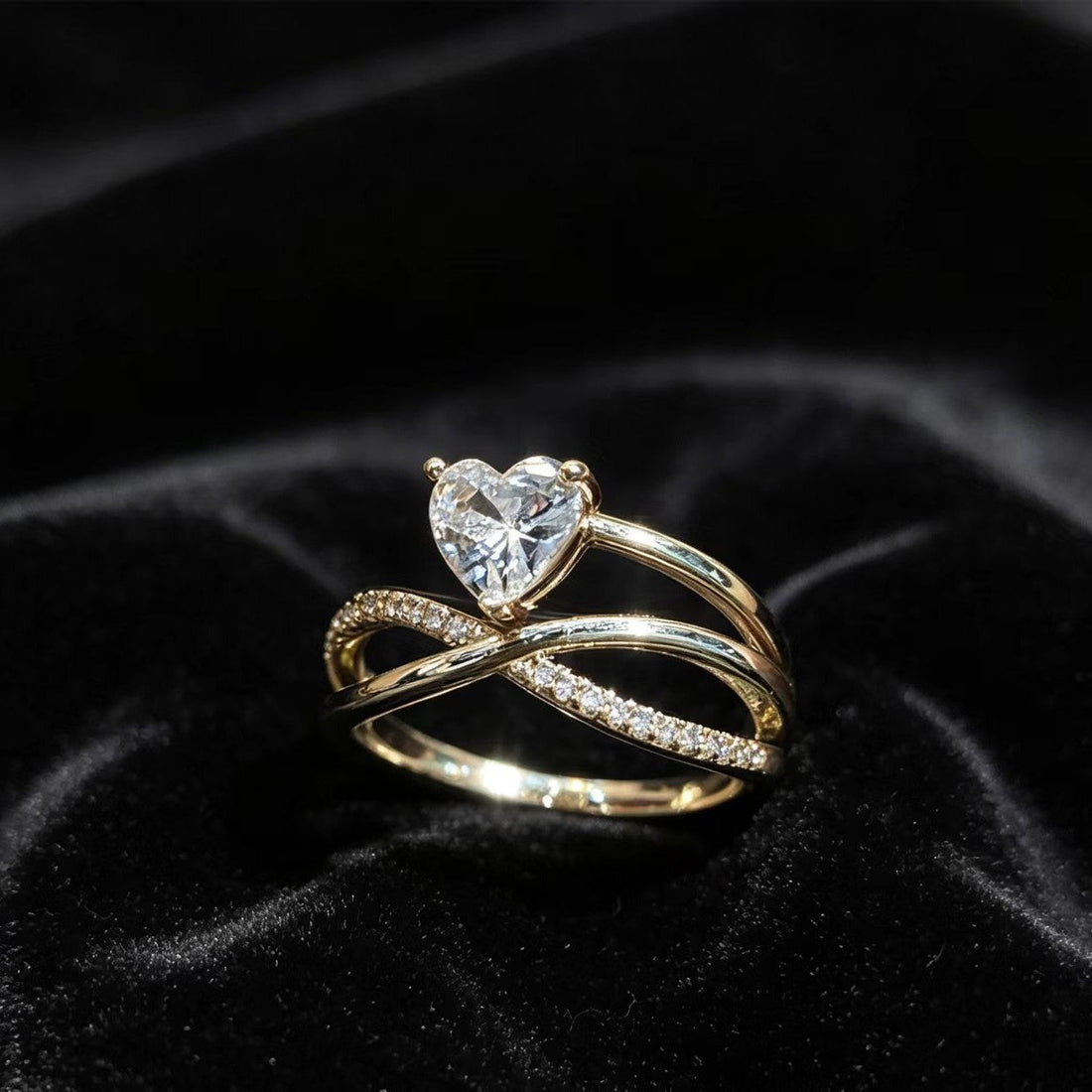 Minimalist Gold Heart Ring - European Style Adjustable Jewelry