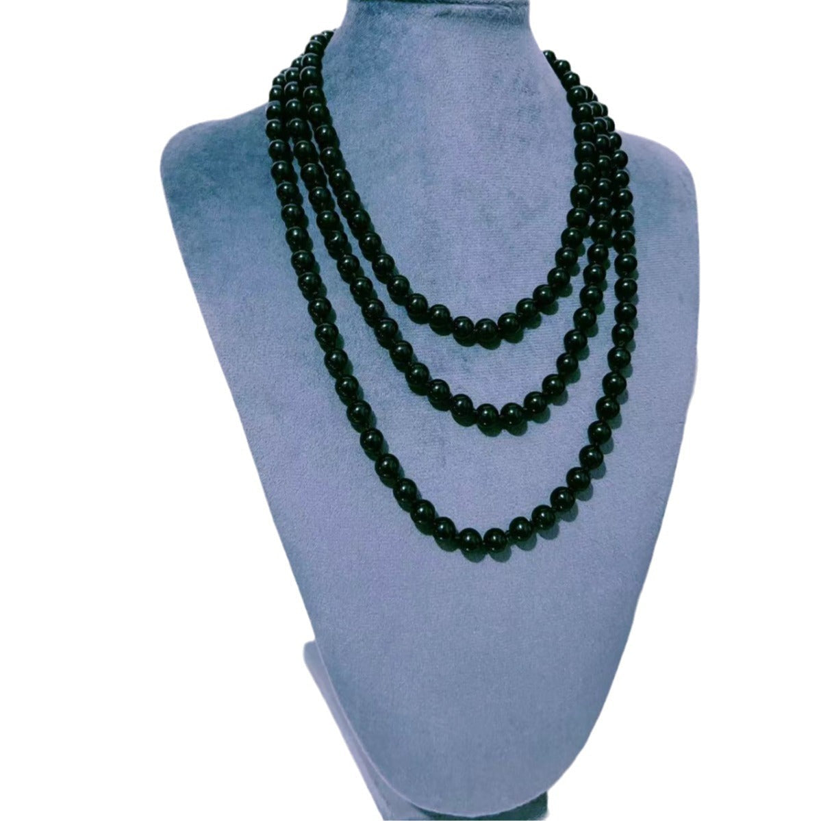 European And American Fashion Glass Imitation Pearl Necklace Women's Simple Knotted Multi-layer Long Sweater Chain Clothing Accessories Wholesale