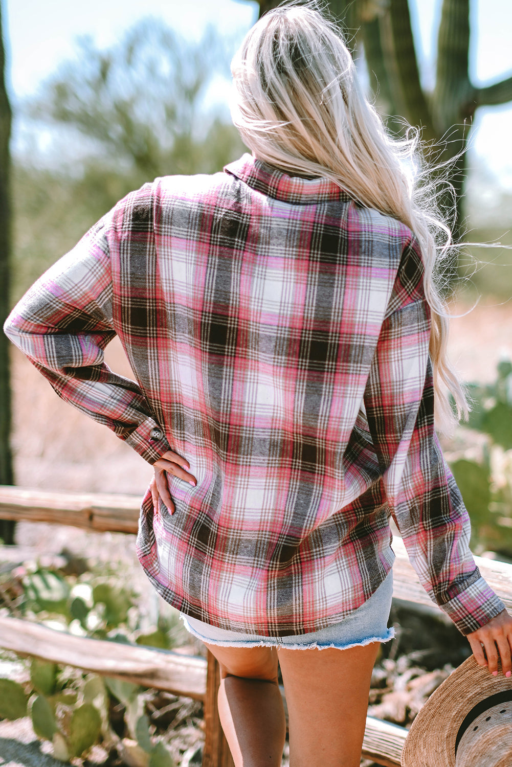 Plaid Flap Pocket Button-Up Shacket | Oversized Cotton Blend