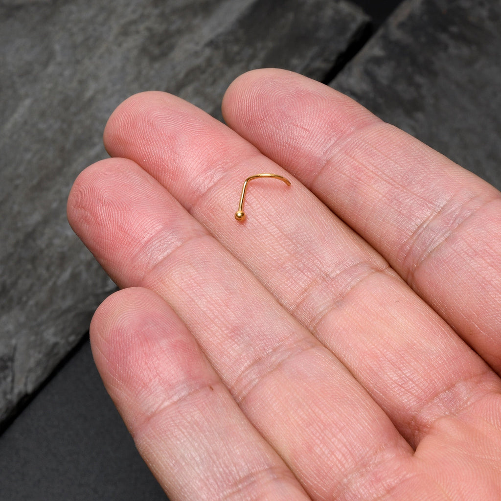 20G 1/4 Gold Hue ASTM F-136 Implant Grade Titanium Ball End Left Side Nose Screw