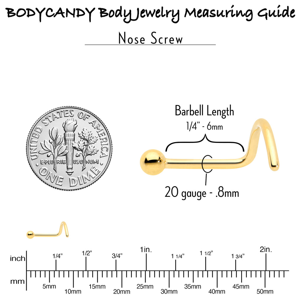 20G 1/4 Gold Hue ASTM F-136 Implant Grade Titanium Ball End Left Side Nose Screw
