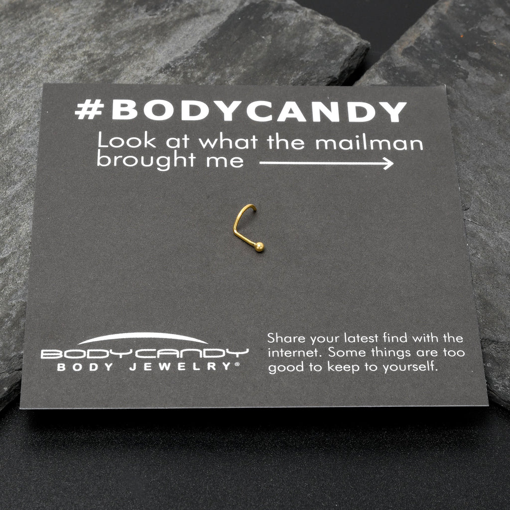 20G 1/4 Gold Hue ASTM F-136 Implant Grade Titanium Ball End Left Side Nose Screw