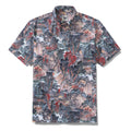 Men's Hawaiian shirt with ink wash mountain landscape print in 1950s vintage style