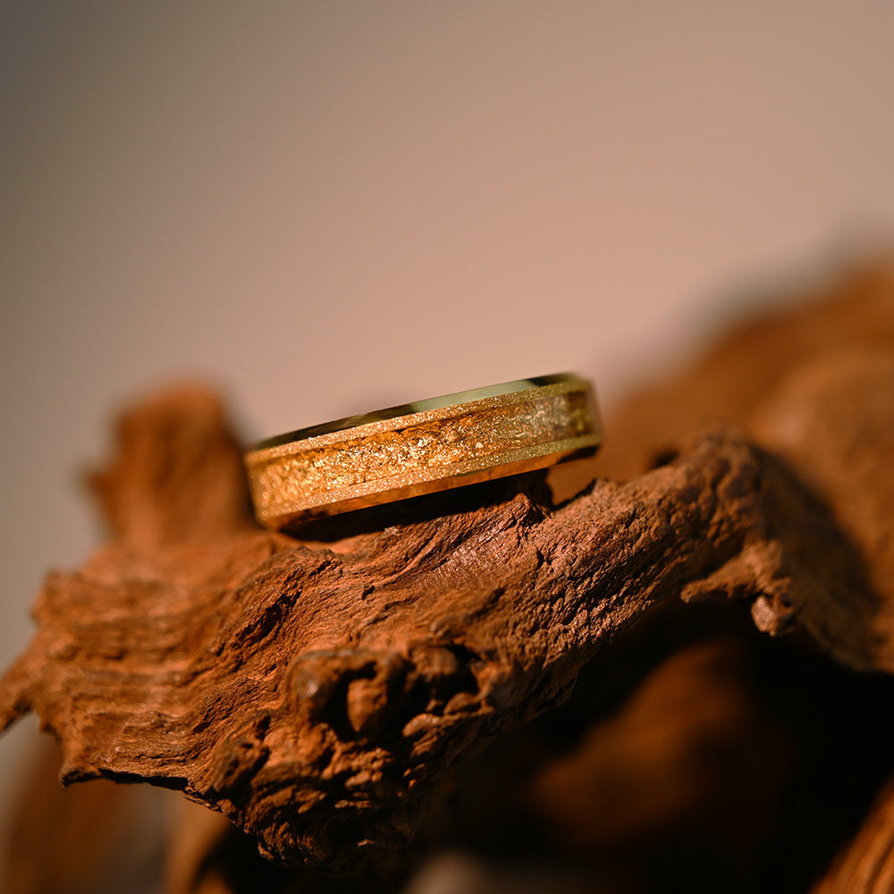 6mm Gold Tungsten Steel Sandblasted Ring Minimalist Unisex Band