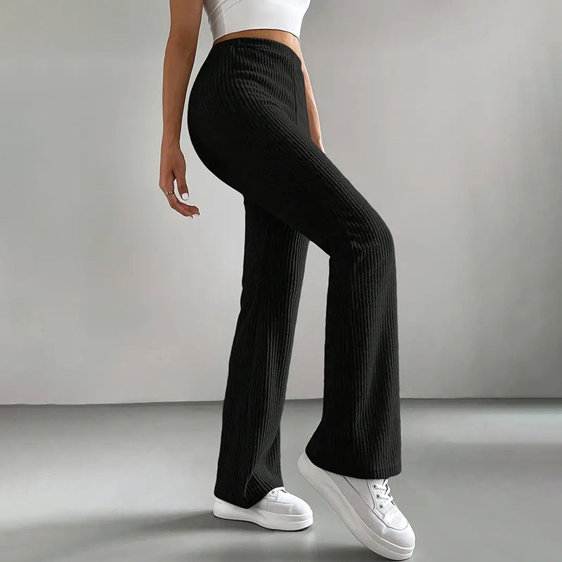 Women's Solid Rib-Knit Pull-On High-Waisted Jogger Pants - Image 8