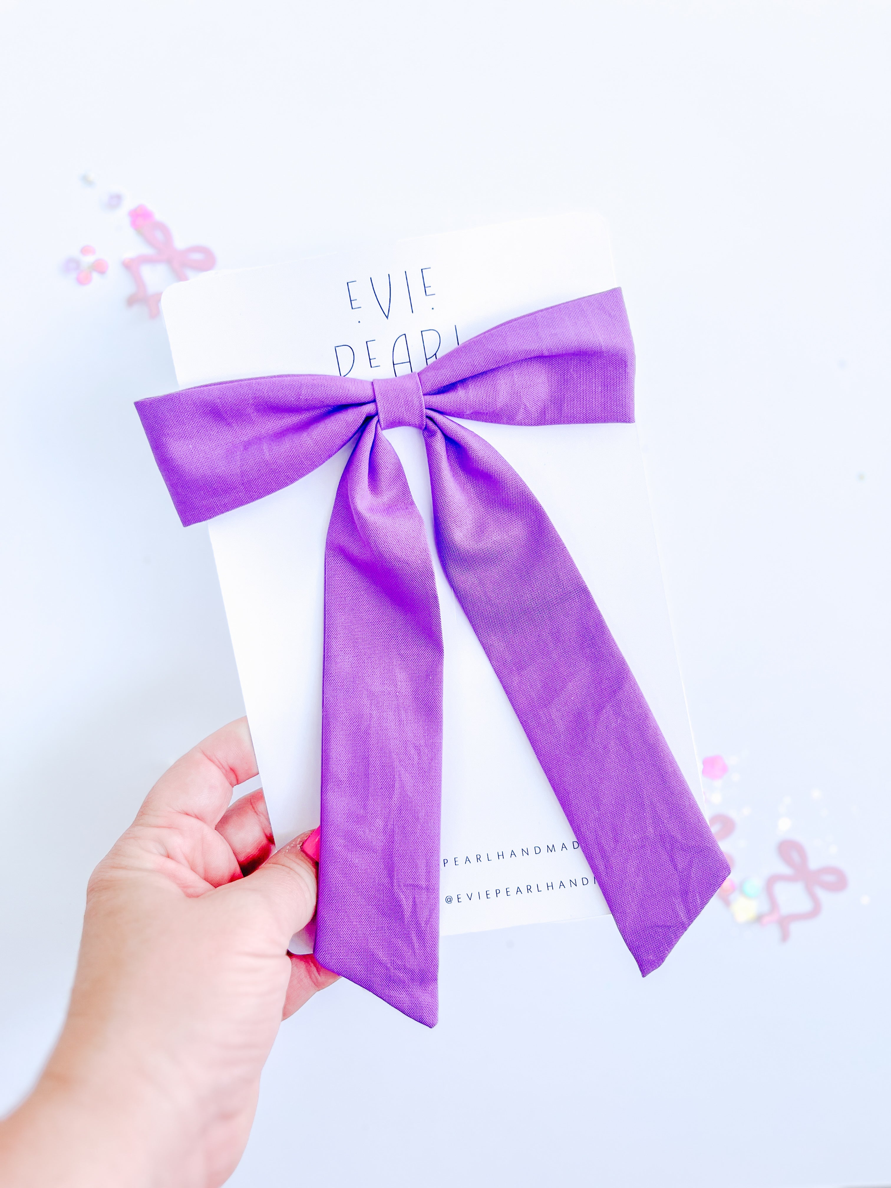 Purple Solid Longtailed Bow