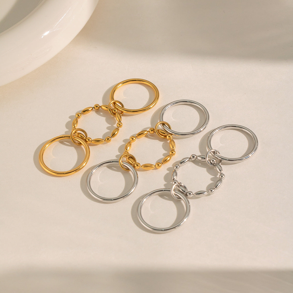 Womens Stainless Steel Multi-link Ring