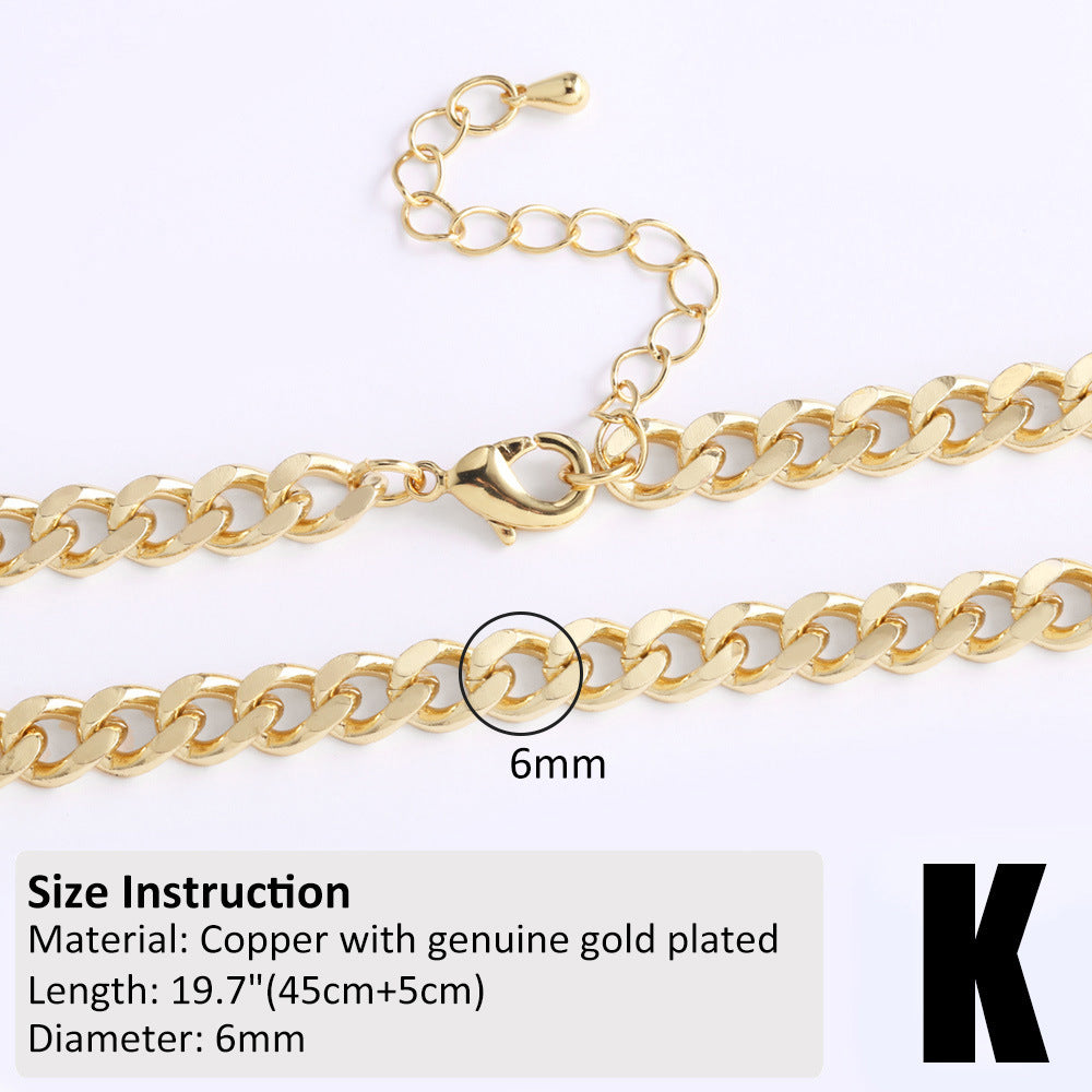 18k Gold Plated Minimalist Hip-Hop Chain Necklace for DIY Styling